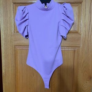 Lavender puffy sleeve bodysuit